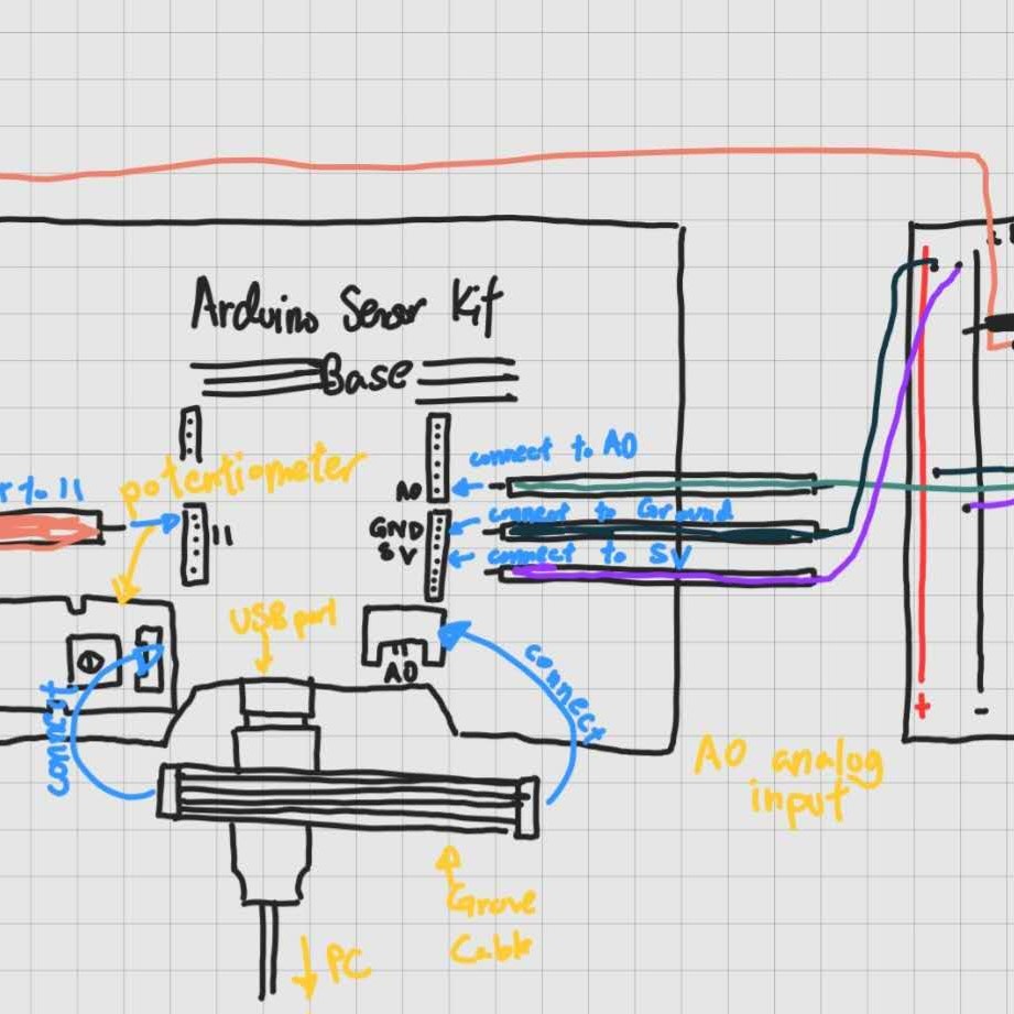 Preparing to build the prototype, we first sketched a basic circuit diagram.